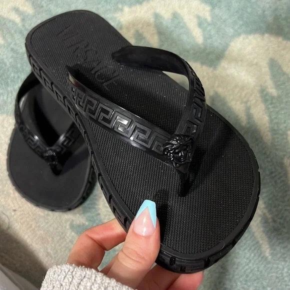 Versace Black Greca Sandals